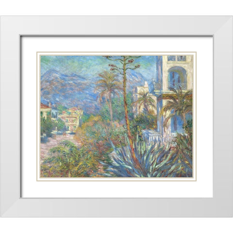 Villas at Bordighera White Modern Wood Framed Art Print with Double Matting by Monet, Claude