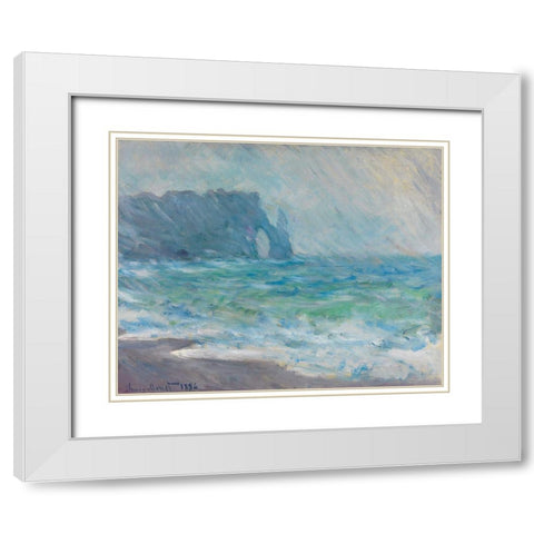 Rain at Etretat White Modern Wood Framed Art Print with Double Matting by Monet, Claude