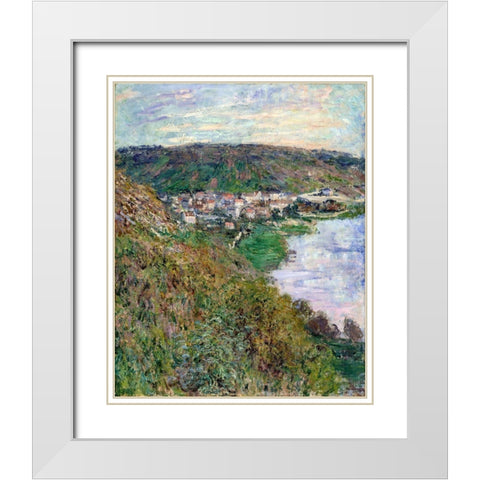 View of Vetheuil 1880 White Modern Wood Framed Art Print with Double Matting by Monet, Claude