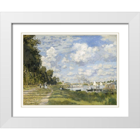 Le Bassin d’Argenteuil 1872 White Modern Wood Framed Art Print with Double Matting by Monet, Claude