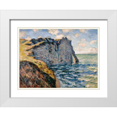 The Cliff of Aval-Etretat 1885 White Modern Wood Framed Art Print with Double Matting by Monet, Claude