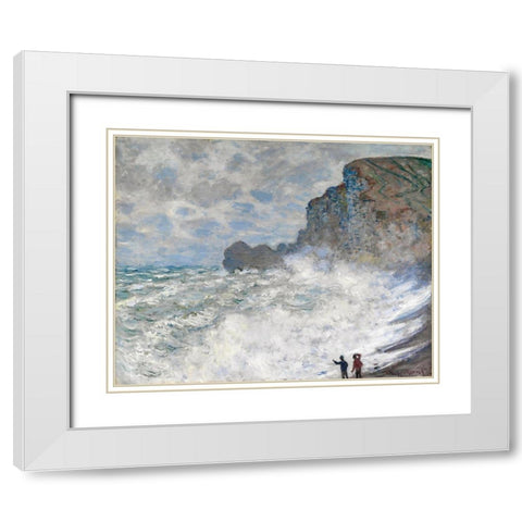 Rough weather at Etretat White Modern Wood Framed Art Print with Double Matting by Monet, Claude