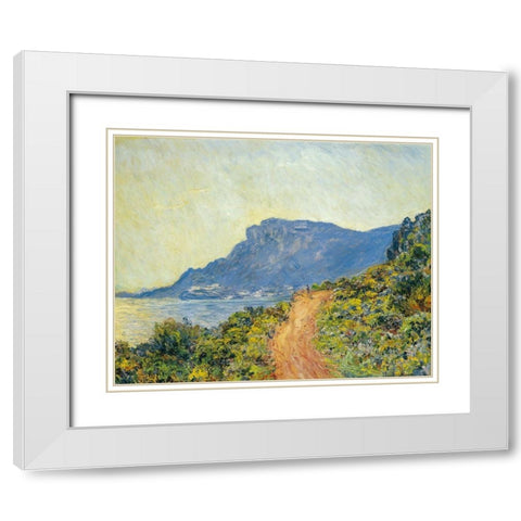 La Corniche near Monaco 1884 White Modern Wood Framed Art Print with Double Matting by Monet, Claude