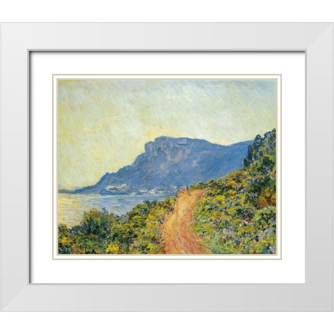 La Corniche near Monaco 1884 White Modern Wood Framed Art Print with Double Matting by Monet, Claude