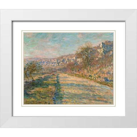 Road of La Roche-Guyon 1880 White Modern Wood Framed Art Print with Double Matting by Monet, Claude
