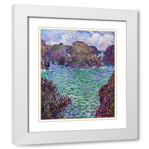Port-Goulphar-Belle-ile 1887 White Modern Wood Framed Art Print with Double Matting by Monet, Claude