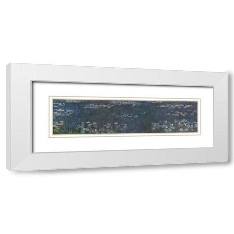 The Water Lilies - Green Reflections White Modern Wood Framed Art Print with Double Matting by Monet, Claude