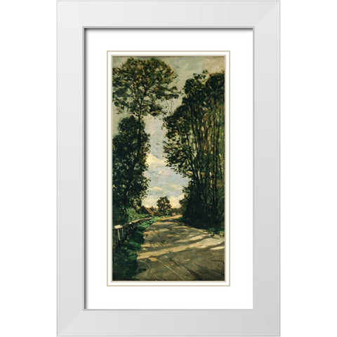 Road of the Farm Saint-Simeon White Modern Wood Framed Art Print with Double Matting by Monet, Claude