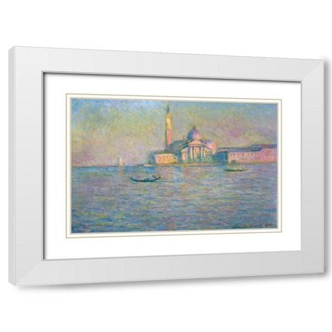 The church of San Giorgio Maggiore-Venice 1908 White Modern Wood Framed Art Print with Double Matting by Monet, Claude