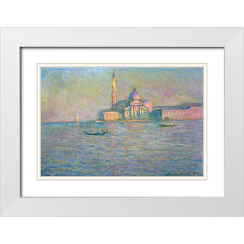 The church of San Giorgio Maggiore-Venice 1908 White Modern Wood Framed Art Print with Double Matting by Monet, Claude