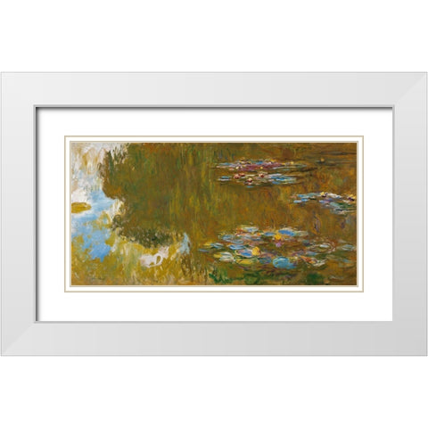 The Water Lily Pond 1917 White Modern Wood Framed Art Print with Double Matting by Monet, Claude