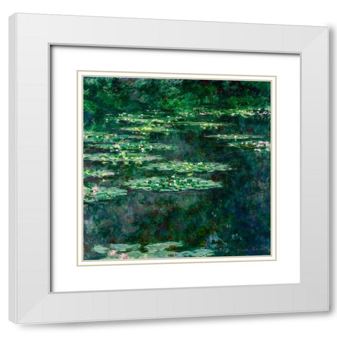 Waterlilies 1904 White Modern Wood Framed Art Print with Double Matting by Monet, Claude