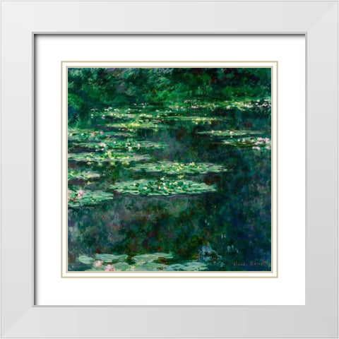 Waterlilies 1904 White Modern Wood Framed Art Print with Double Matting by Monet, Claude