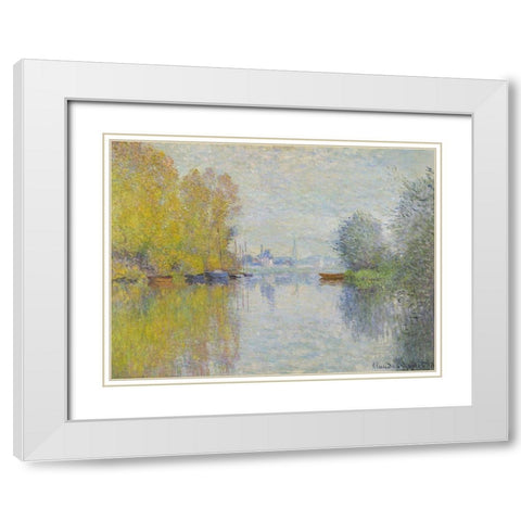 Autumn on the Seine-Argenteuil 1873 White Modern Wood Framed Art Print with Double Matting by Monet, Claude
