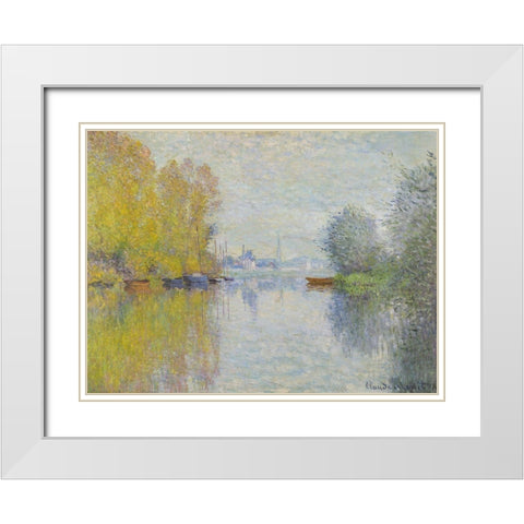 Autumn on the Seine-Argenteuil 1873 White Modern Wood Framed Art Print with Double Matting by Monet, Claude