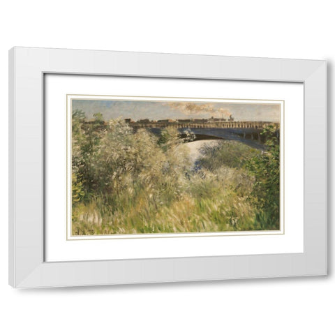 Bridge at Argenteuil 1875 White Modern Wood Framed Art Print with Double Matting by Monet, Claude