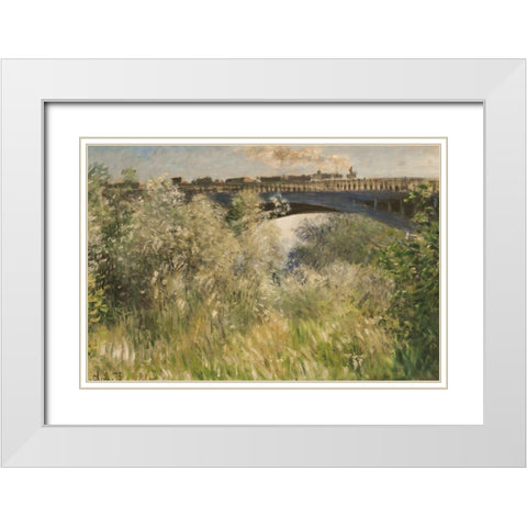Bridge at Argenteuil 1875 White Modern Wood Framed Art Print with Double Matting by Monet, Claude