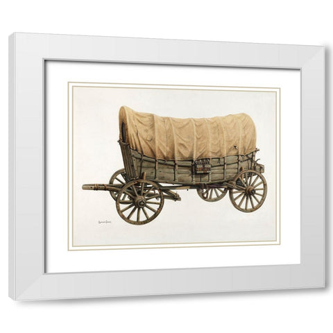 Conestoga Wagon 1938 White Modern Wood Framed Art Print with Double Matting by Brown, Langden H.