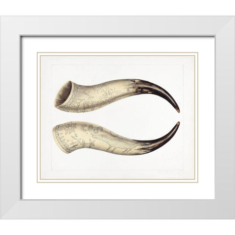 Powder Horn 1938 White Modern Wood Framed Art Print with Double Matting by Johnston, Annie B.