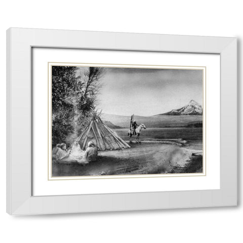 Indian Encampment along Columbia River White Modern Wood Framed Art Print with Double Matting by Vintage Photography