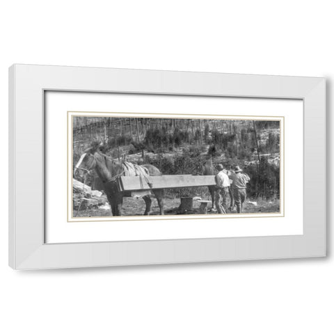 Packing Lumber White Modern Wood Framed Art Print with Double Matting by Vintage Photography