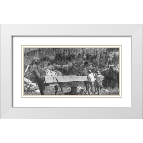 Packing Lumber White Modern Wood Framed Art Print with Double Matting by Vintage Photography