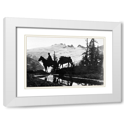 Silhouette of Wilderness Ranger White Modern Wood Framed Art Print with Double Matting by Vintage Photography