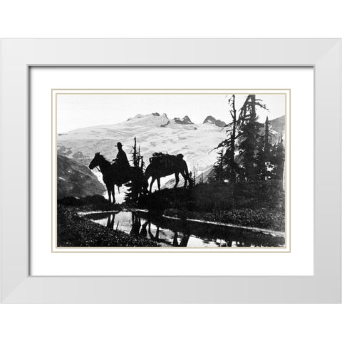 Silhouette of Wilderness Ranger White Modern Wood Framed Art Print with Double Matting by Vintage Photography
