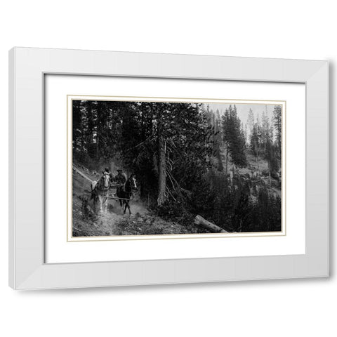 Wagon on Trail from Diamond Lake White Modern Wood Framed Art Print with Double Matting by Vintage Photography