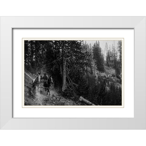 Wagon on Trail from Diamond Lake White Modern Wood Framed Art Print with Double Matting by Vintage Photography