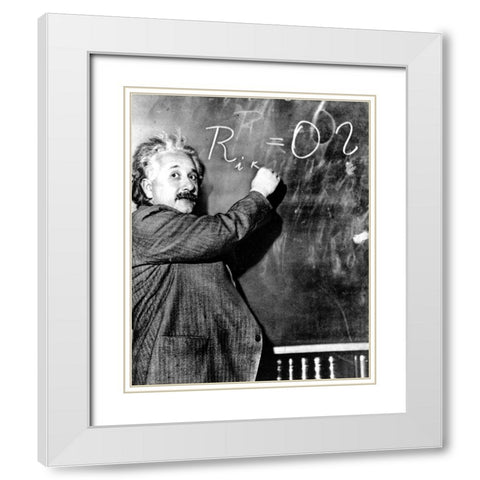 Albert Einstein Pasadena 1931 White Modern Wood Framed Art Print with Double Matting by Vintage Photography