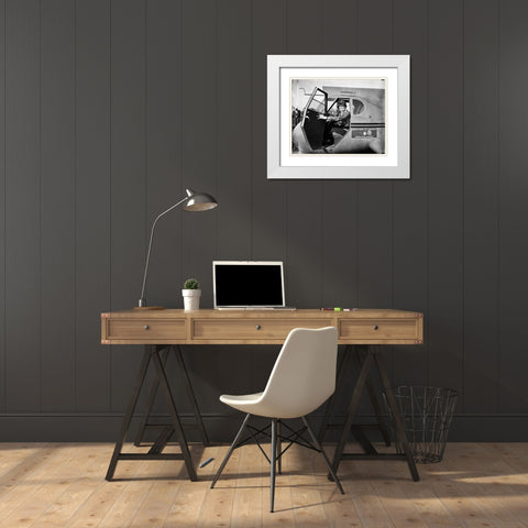 Amelia Earhart 1936 White Modern Wood Framed Art Print with Double Matting by Vintage Photography