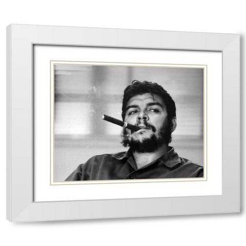 Che Guevera 1963 White Modern Wood Framed Art Print with Double Matting by Vintage Photography