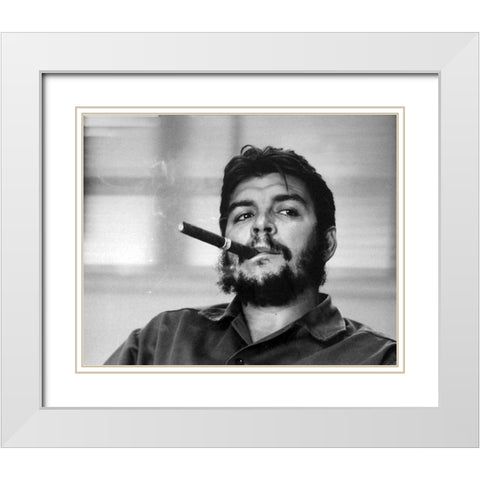 Che Guevera 1963 White Modern Wood Framed Art Print with Double Matting by Vintage Photography