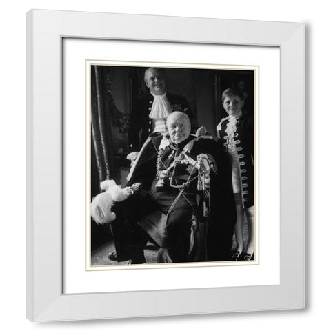 Winston Churchill with his Son and Grandson 1950 White Modern Wood Framed Art Print with Double Matting by Vintage Photography
