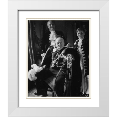 Winston Churchill with his Son and Grandson 1950 White Modern Wood Framed Art Print with Double Matting by Vintage Photography