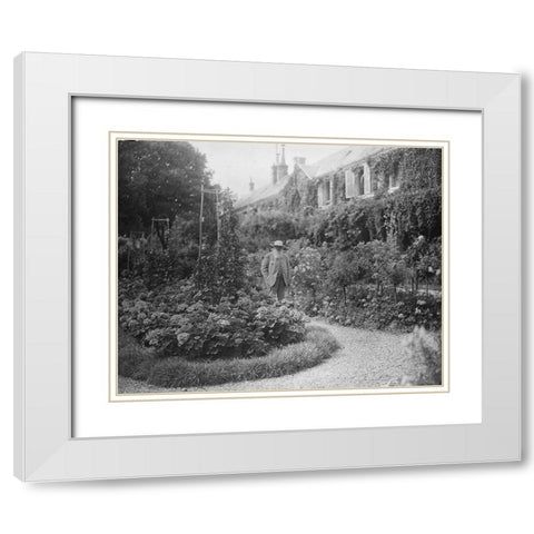 Claude Monet at his House at Giverny 1921 White Modern Wood Framed Art Print with Double Matting by Vintage Photography