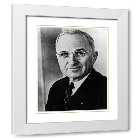 Harry S Truman White Modern Wood Framed Art Print with Double Matting by Vintage Photography