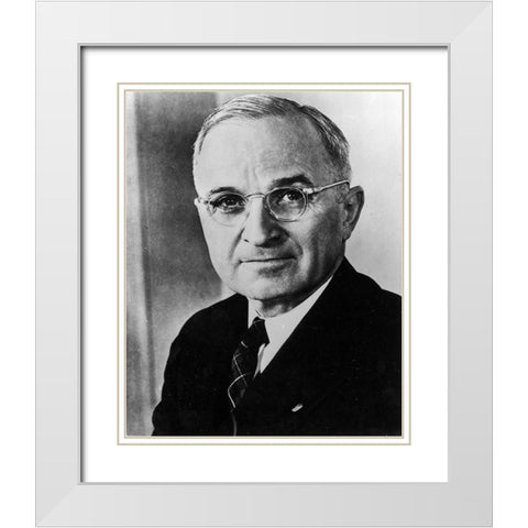 Harry S Truman White Modern Wood Framed Art Print with Double Matting by Vintage Photography