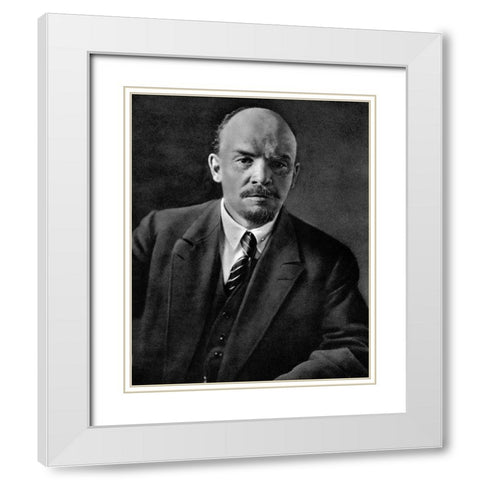 Lenin 1920 White Modern Wood Framed Art Print with Double Matting by Vintage Photography