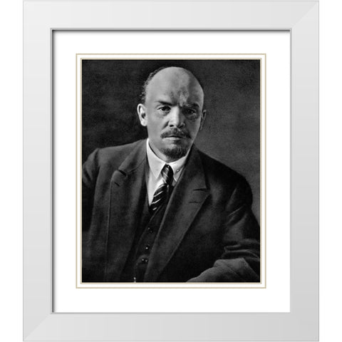 Lenin 1920 White Modern Wood Framed Art Print with Double Matting by Vintage Photography