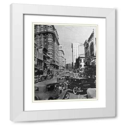 Peachtree Street Atlanta 1938 White Modern Wood Framed Art Print with Double Matting by Vintage Photography