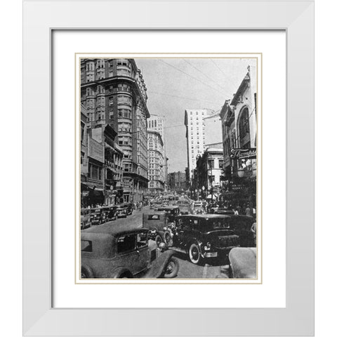 Peachtree Street Atlanta 1938 White Modern Wood Framed Art Print with Double Matting by Vintage Photography