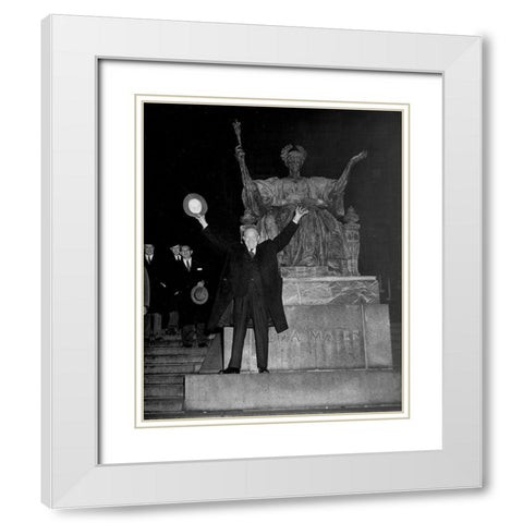 Dwight D Eisenhower Columbia University 1953 White Modern Wood Framed Art Print with Double Matting by Vintage Photography