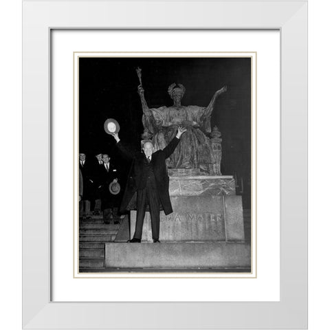 Dwight D Eisenhower Columbia University 1953 White Modern Wood Framed Art Print with Double Matting by Vintage Photography