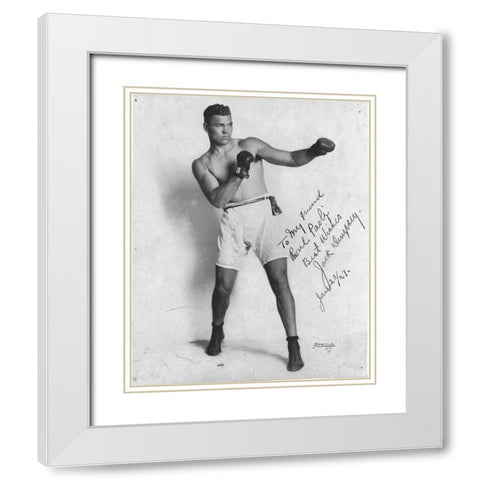 Jack Dempsey 1927 White Modern Wood Framed Art Print with Double Matting by Vintage Photography