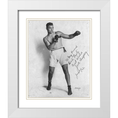 Jack Dempsey 1927 White Modern Wood Framed Art Print with Double Matting by Vintage Photography