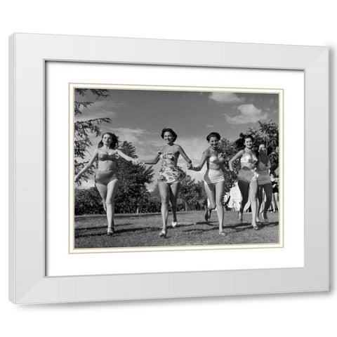 Sophie Lauren in the Miss Italia Contest 1950 White Modern Wood Framed Art Print with Double Matting by Vintage Photography