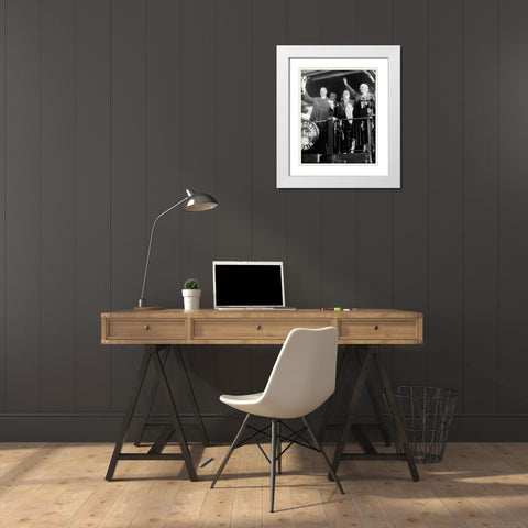 President Herbert Hoover White Modern Wood Framed Art Print with Double Matting by Vintage Photography