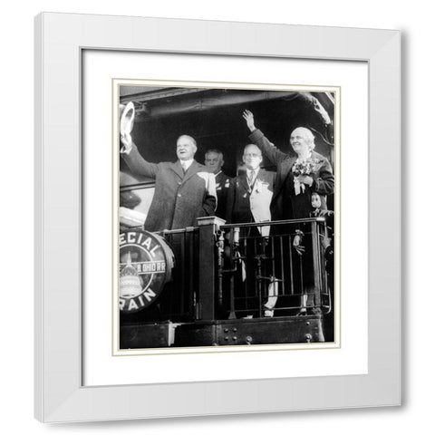 President Herbert Hoover White Modern Wood Framed Art Print with Double Matting by Vintage Photography